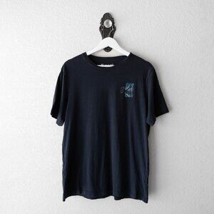 TravisMathew Men’s Medium Black Pima Cotton Graphic Tee Palm Print Casual Shirt